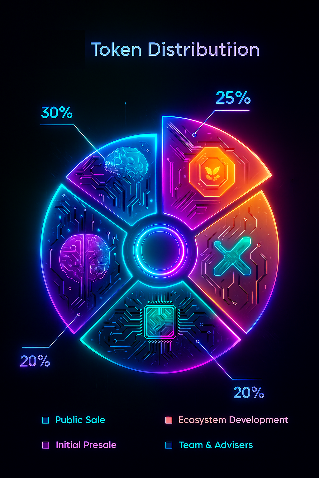 Pie chart of GRO29D token distribution